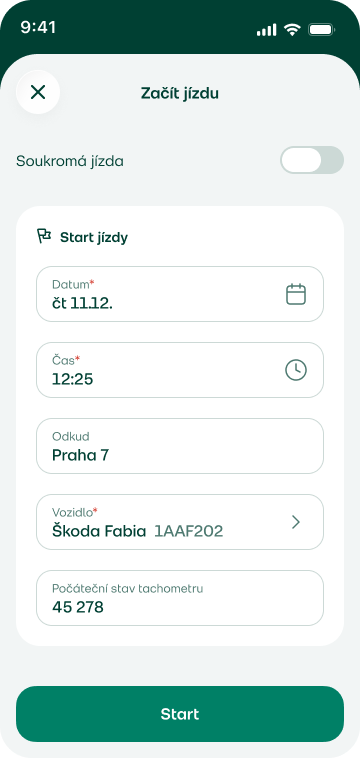 Start jízdy
