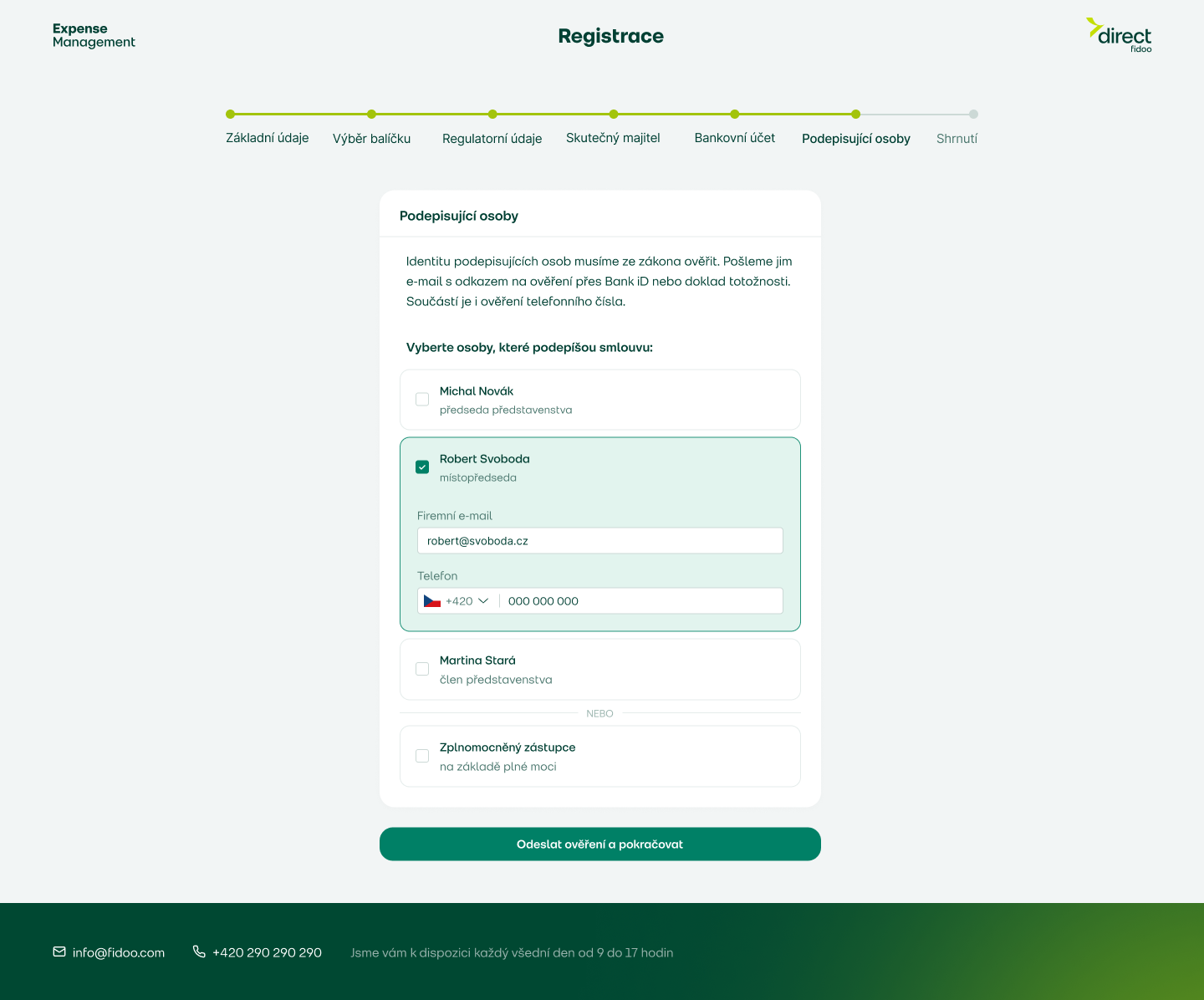 Výběr podepisujících osob s&nbsp;ověřením identity přes Bank iD nebo doklad totožnosti